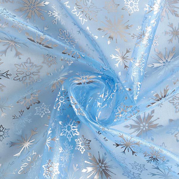 Organza flocons de neige – bleu clair,  image number 4