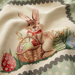 panneau décoratif Gobelin Joli lapin de Pâques – beige clair/menthe clair, 