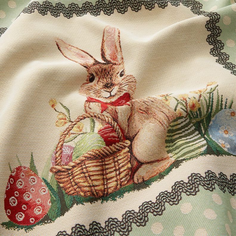 panneau décoratif Gobelin Joli lapin de Pâques – beige clair/menthe clair,  image number 2