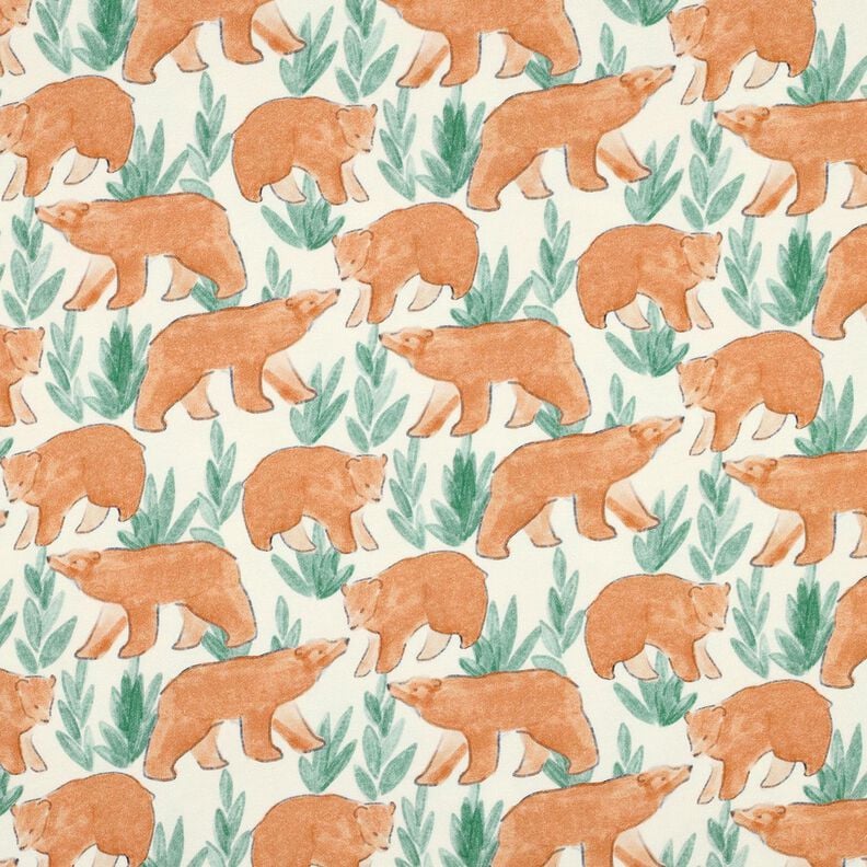 French Terry Sweat d’été Ours à l'aquarelle Impression numérique | Poppy Fabrics – écru,  image number 1
