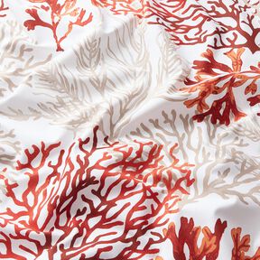 Tissu en coton Cretonne Grands coraux – blanc/orange pêche, 