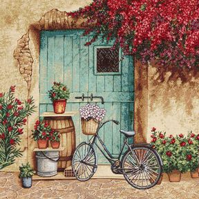 panneau décoratif Gobelin Vélo – beige clair/carmin, 