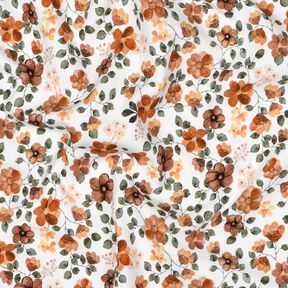 GOTS Jersey coton Fleurs d'automne Impression numérique – blanc/rosé, 