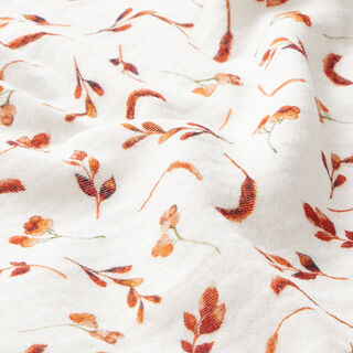 Tissu double gaze de coton Fleurs et fruits – blanc, 