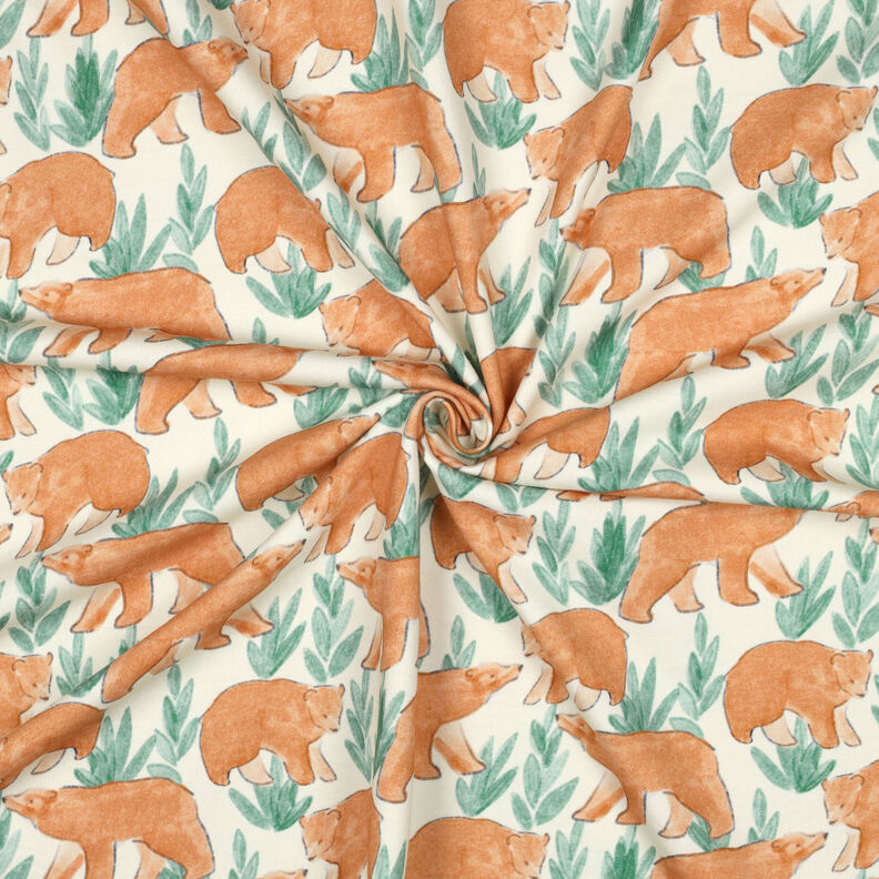 French Terry Sweat d’été Ours à l'aquarelle Impression numérique | Poppy Fabrics – écru, image number 3