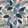 Tissu de décoration Semi-panama grandes feuilles – bleu/nature,  thumbnail number 1