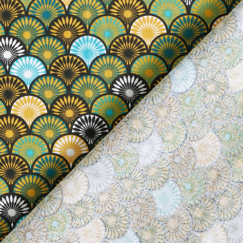 Tissu en coton Cretonne Éventails ronds – pétrole, image number 4