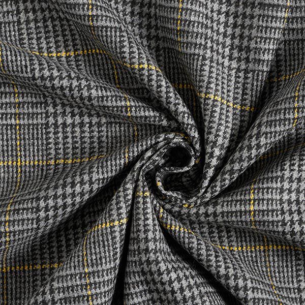 Drap de laine Prince de Galles – gris foncé/jaune,  image number 5