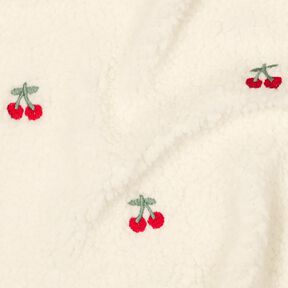 Ourson Cerises brodées | Poppy Fabrics – ivoire/chili, 