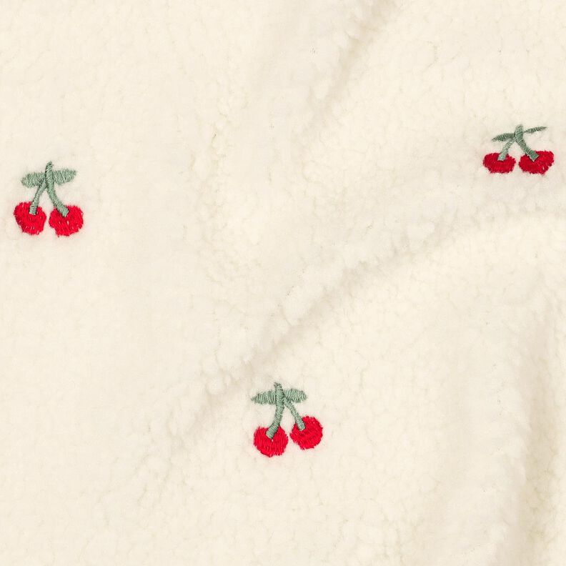 Ourson Cerises brodées | Poppy Fabrics – ivoire/chili, image number 2