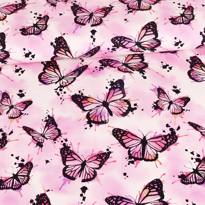 Jersey coton Éclaboussures de papillons | Glitzerpüppi – violet pastel,  image number 2