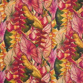 Tissu d’extérieur Canvas Feuillage exotique – carmin/lilas, 