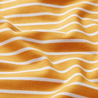GOTS Jersey coton bande | Albstoffe – curry/blanc, 