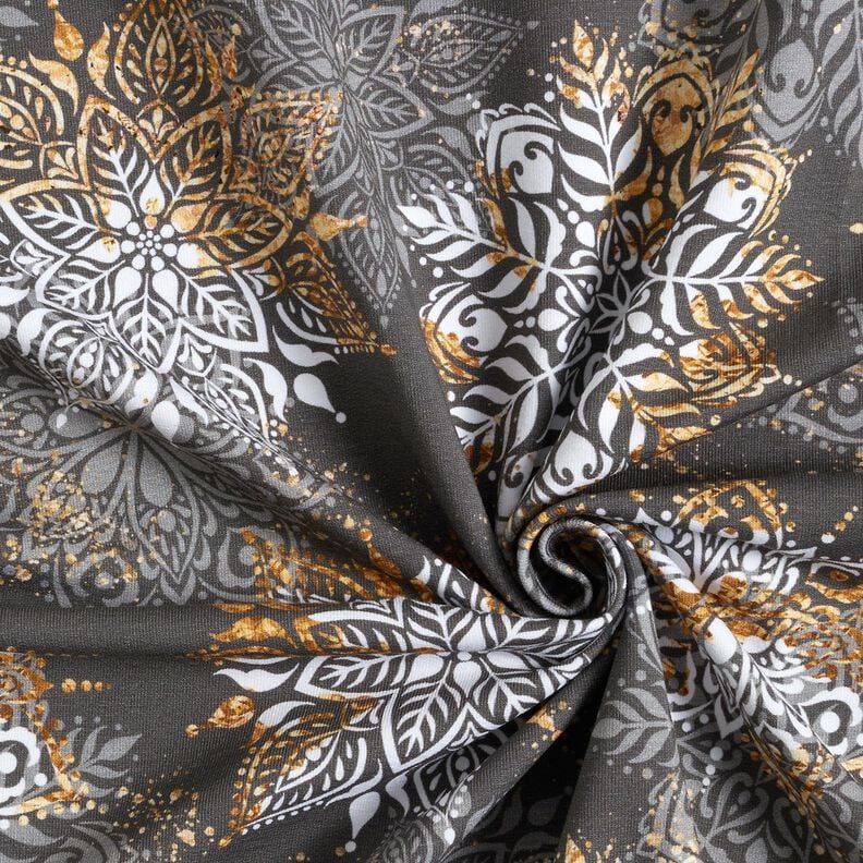 French Terry Mandala Magie d'hiver | Glitzerpüppi  – argent ancien/or ancien,  image number 3