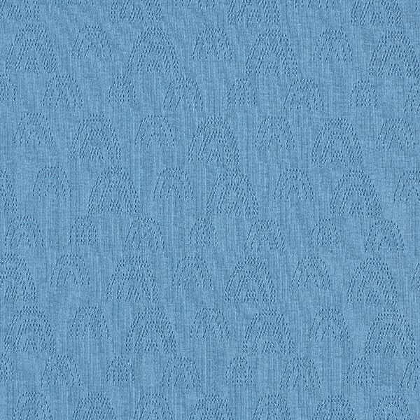 Jersey maille fine Motif à trous Arc-en-ciel – bleu jean – Échantillon,  image number 1