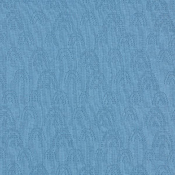 Jersey maille fine Motif à trous Arc-en-ciel – bleu jean – Échantillon, image number 1