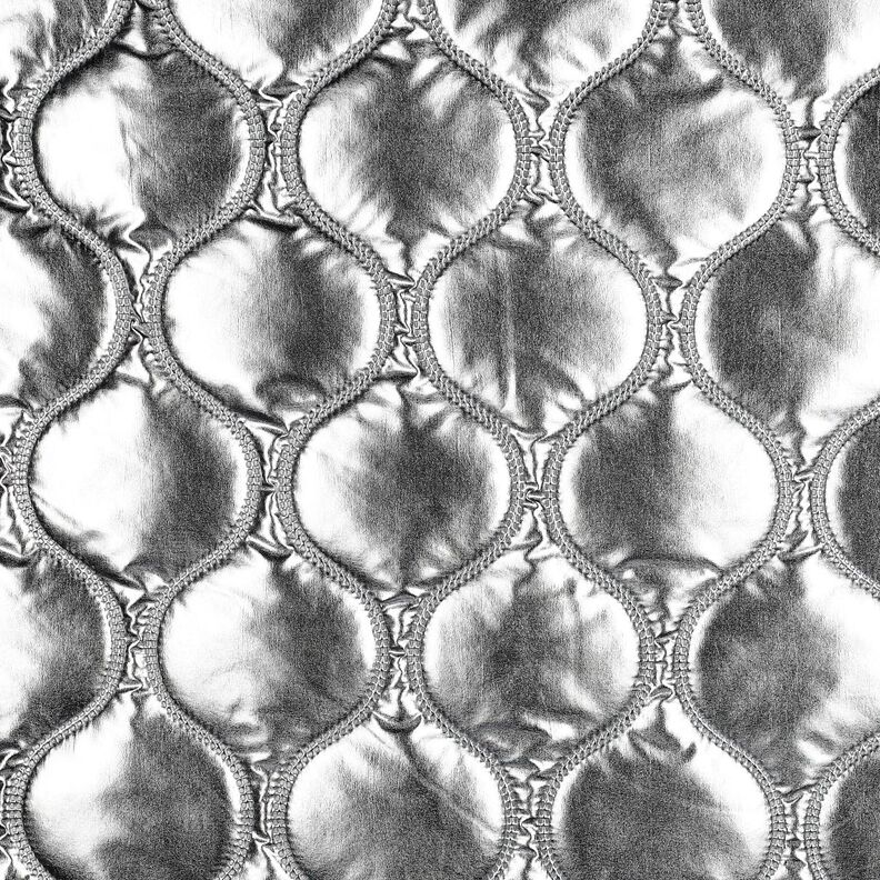 Tissu matelassé Lignes sinueuses – argent métallisé,  image number 1