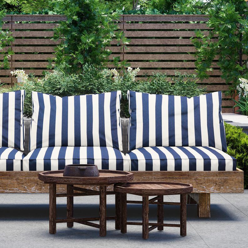 Tissu d’extérieur Canvas Blockstreifen – indigo/ivoire,  image number 6