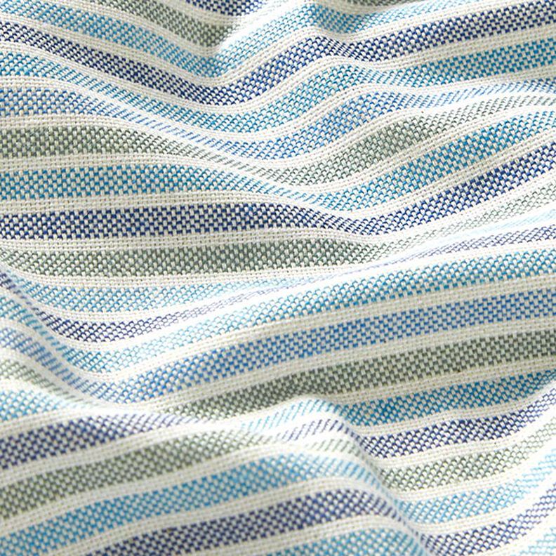 Tissu de décoration Semi-panama Rayures multicolores recyclé – turquoise clair,  image number 2