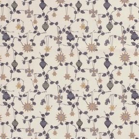 Tissu en coton Popeline Décorations d'arbre scandinaves – beige clair, 
