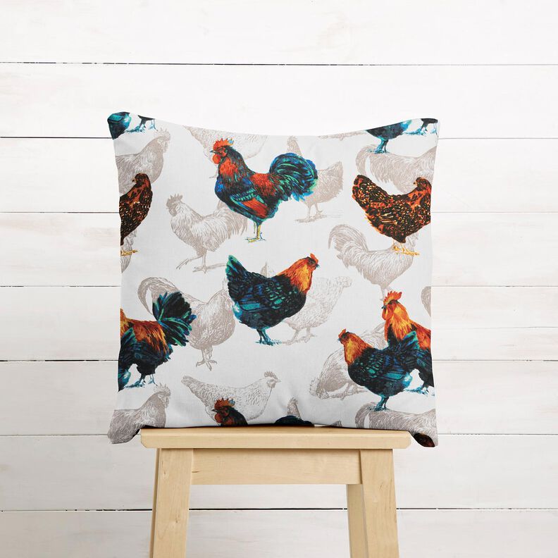Tissu en coton Cretonne Poules – blanc/bleu nuit, image number 6
