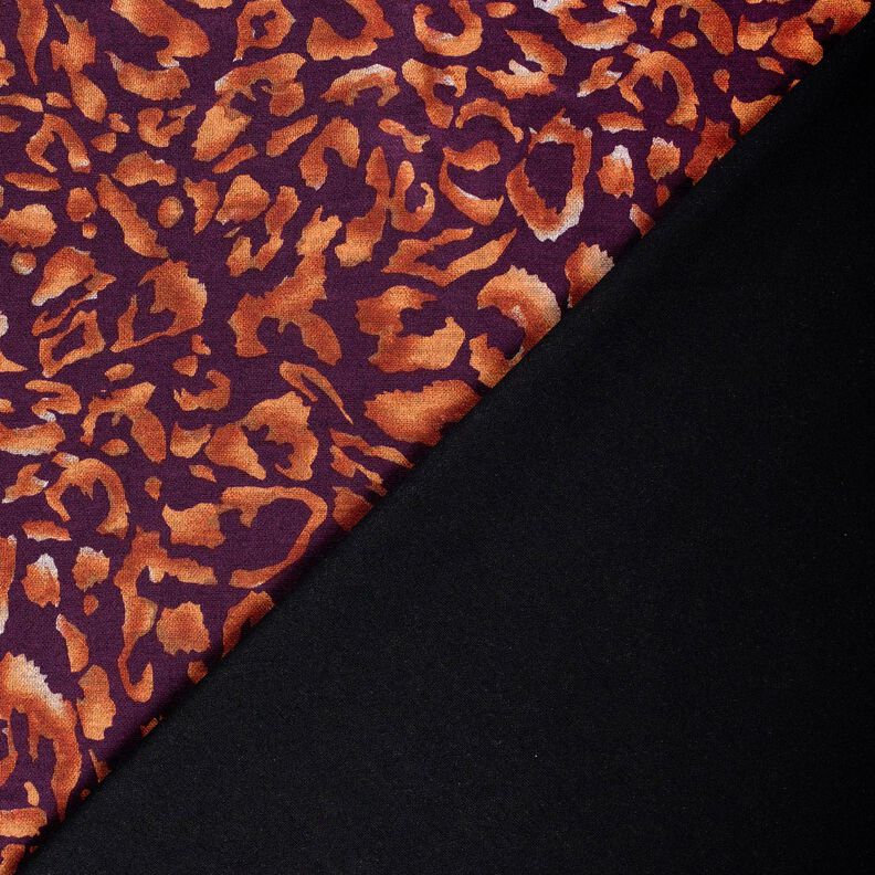 Jersey romanite Motif léopard – aubergine/terre cuite, image number 4