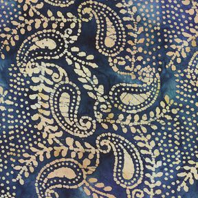 Batiste de coton fin Batik Paisley – bleu océan/sable, 