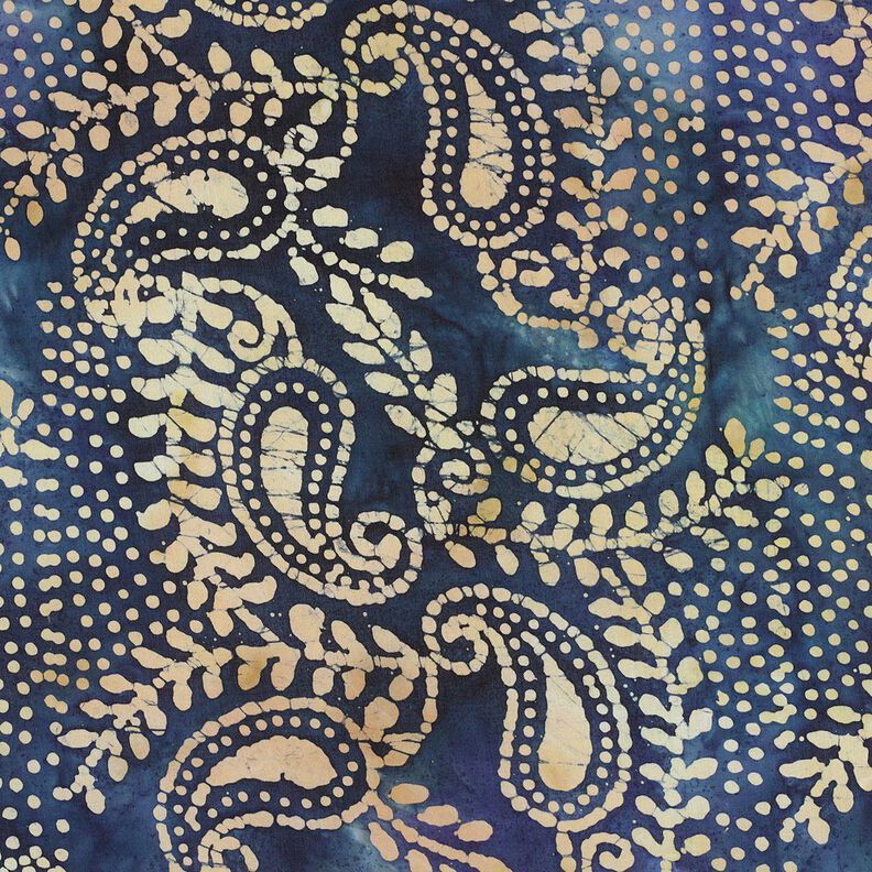 Batiste de coton fin Batik Paisley – bleu océan/sable,  image number 1