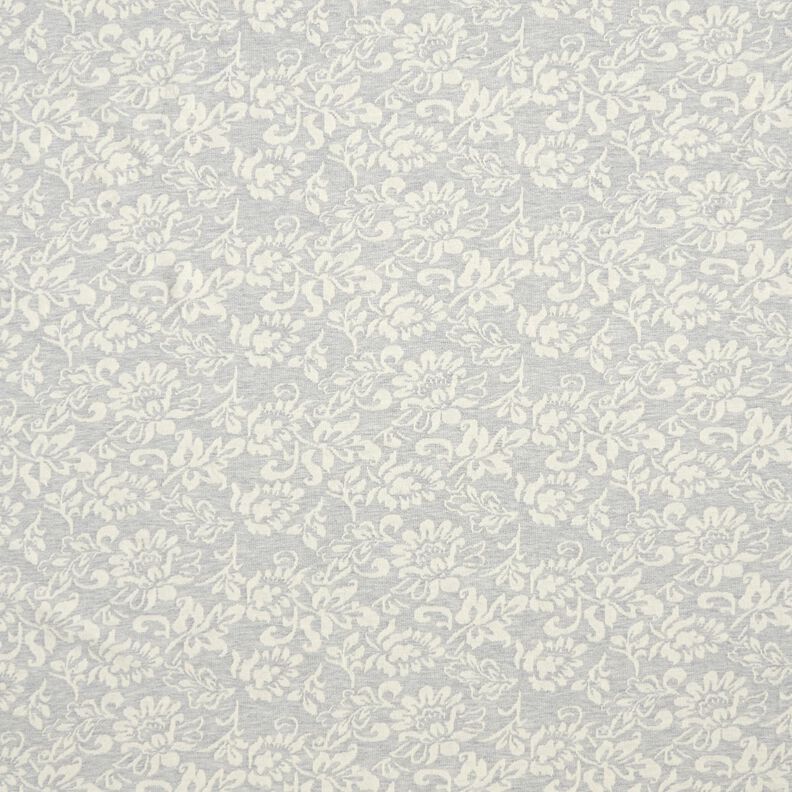 French Terry Fleurs – gris clair/blanc,  image number 1