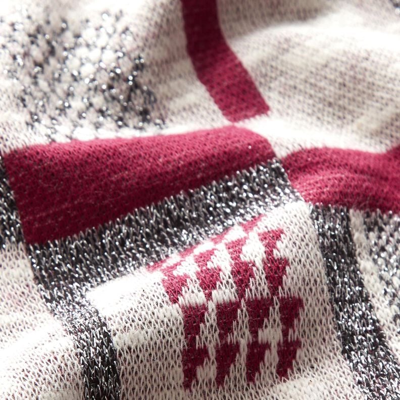 Tissu tricoté à motif pailleté graphique – baies/blanc,  image number 3