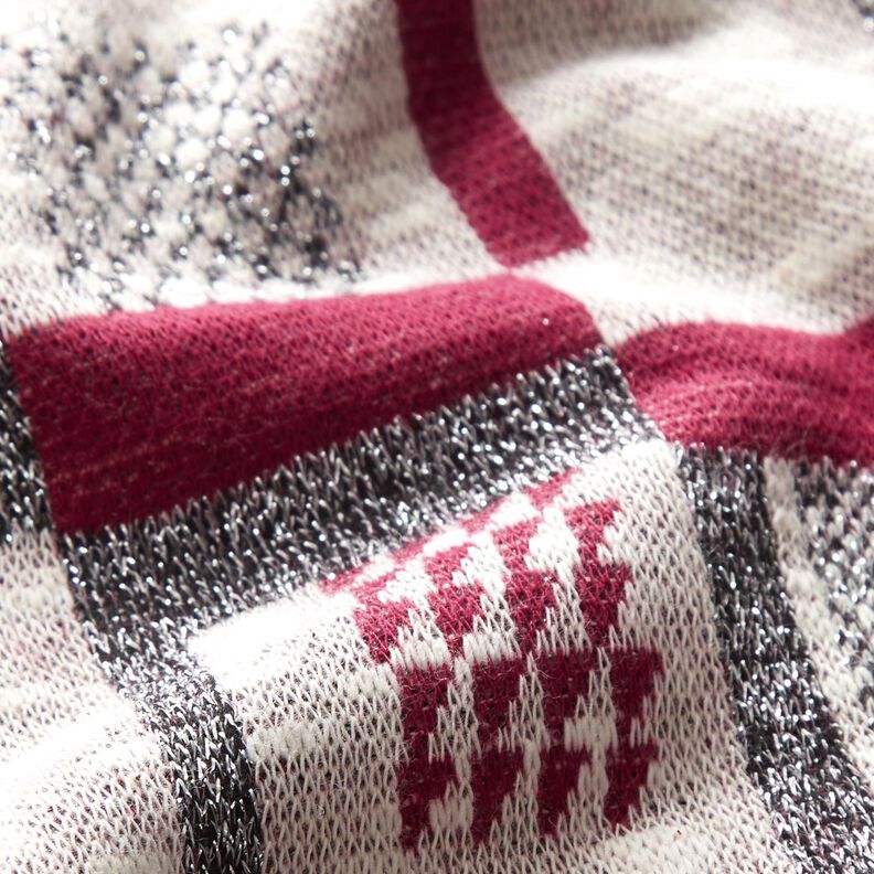 Tissu tricoté à motif pailleté graphique – baies/blanc, image number 3