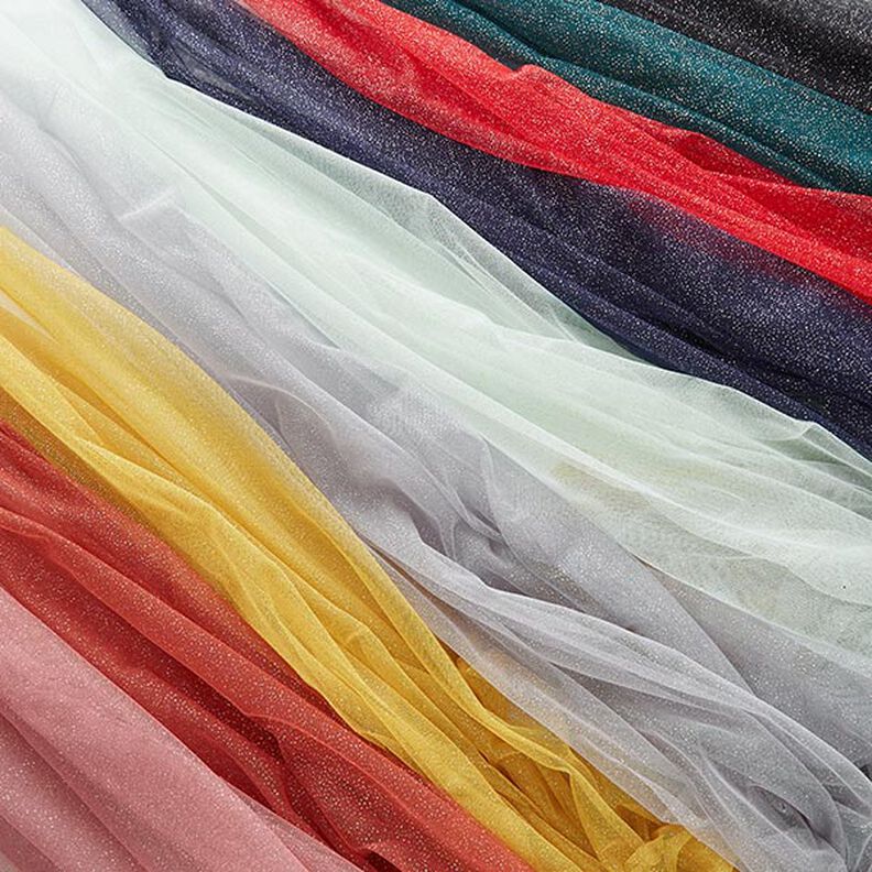 Tissu tulle scintillant – rouge/argent,  image number 7