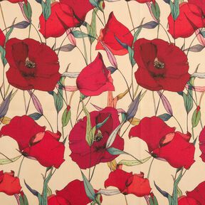 Tissu d’extérieur Canvas Coquelicots – beige/carmin, 