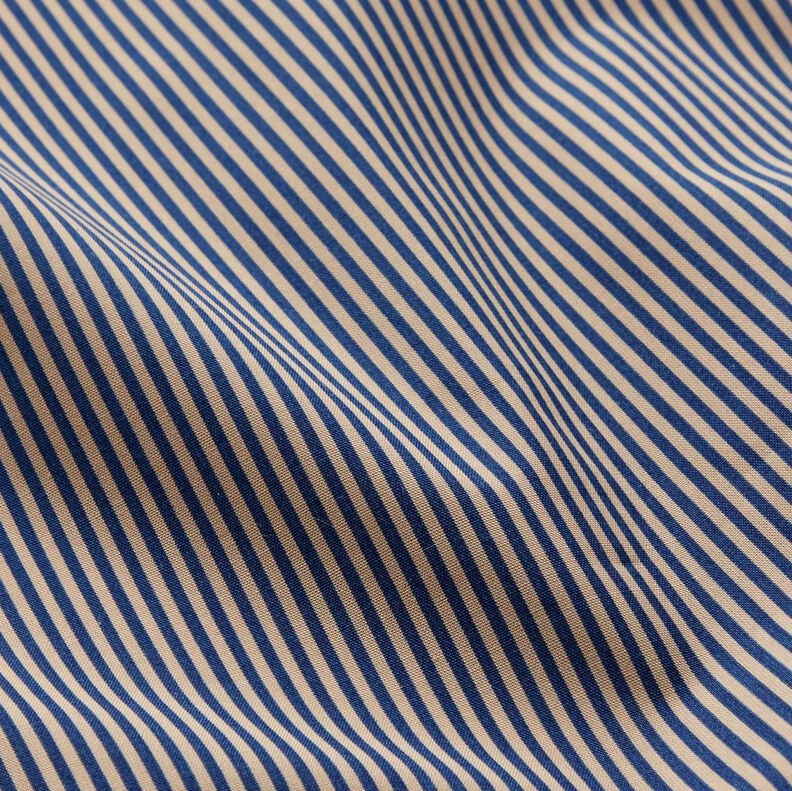 Tissu pour chemise à rayures verticales – bleu marine/beige, image number 2