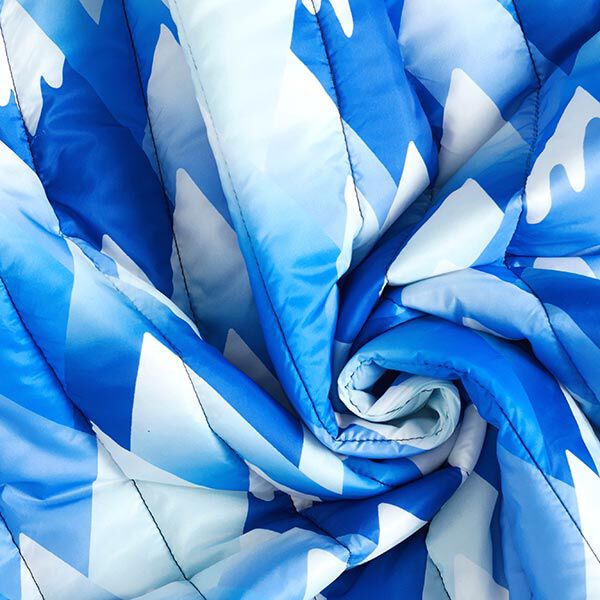 Tissu matelassé Montagnes – bleu roi/blanc,  image number 3