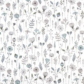 Tissu de décoration Semi-panama dessin de fleurs – écru/noir, 
