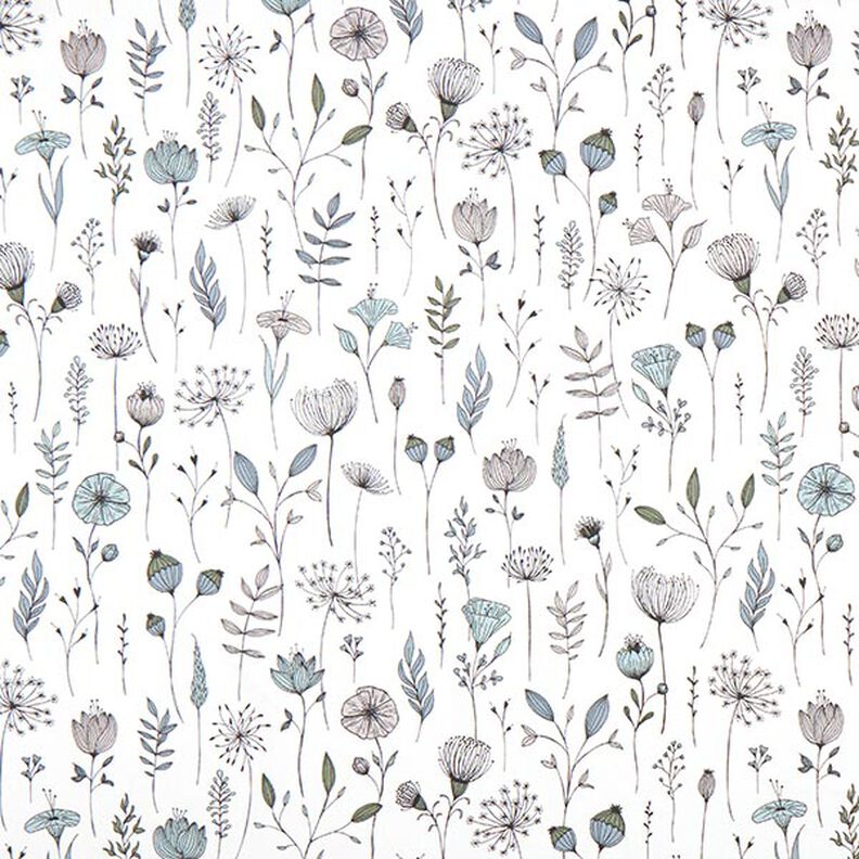 Tissu de décoration Semi-panama dessin de fleurs – écru/noir,  image number 1