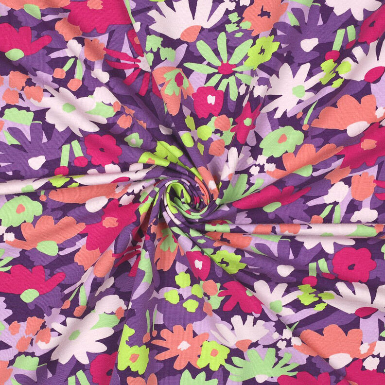 GOTS Jersey coton Pop Blossom | Nerida Hansen – aubergine,  image number 3
