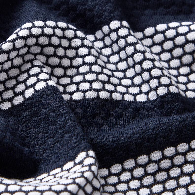 Jersey coton Rayures en pointillés – bleu marine/blanc,  image number 2