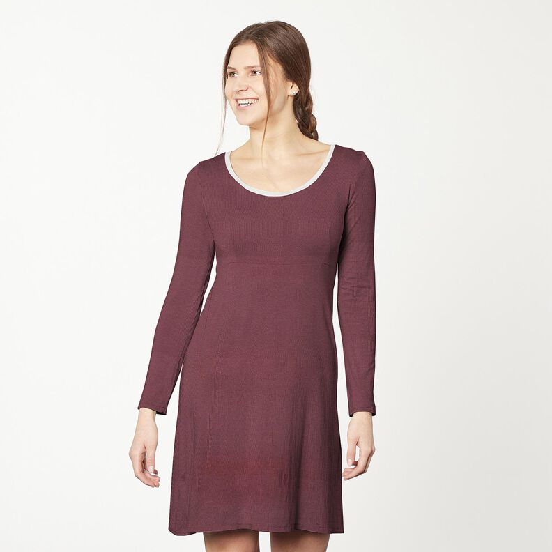 Jersey côtelé côtes 2-1-1-1 fines – aubergine,  image number 7