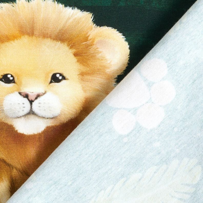 Jersey coton Lion mignon Panel | Glitzerpüppi  – vert foncé/brun faon,  image number 5