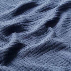 GOTS Tissu double gaze de coton | Tula – bleu jean | Reste 90cm, 