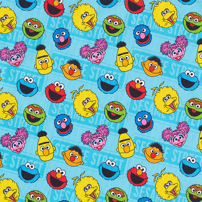 Popeline coton Tissu sous licence Rue Sésame | Sesame Workshop – turquoise,  image number 1