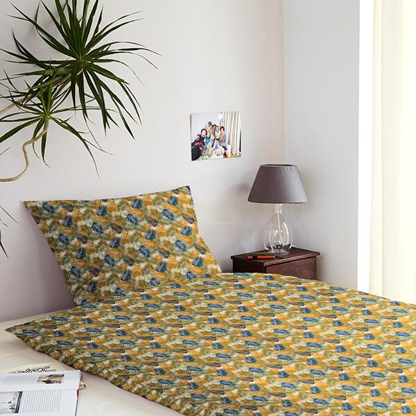 Tissu en coton Cretonne feuilles de palmier – beige clair/bleu, image number 7