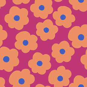 Popeline coton Big Flower | Nerida Hansen – lilas rouge/abricot, 