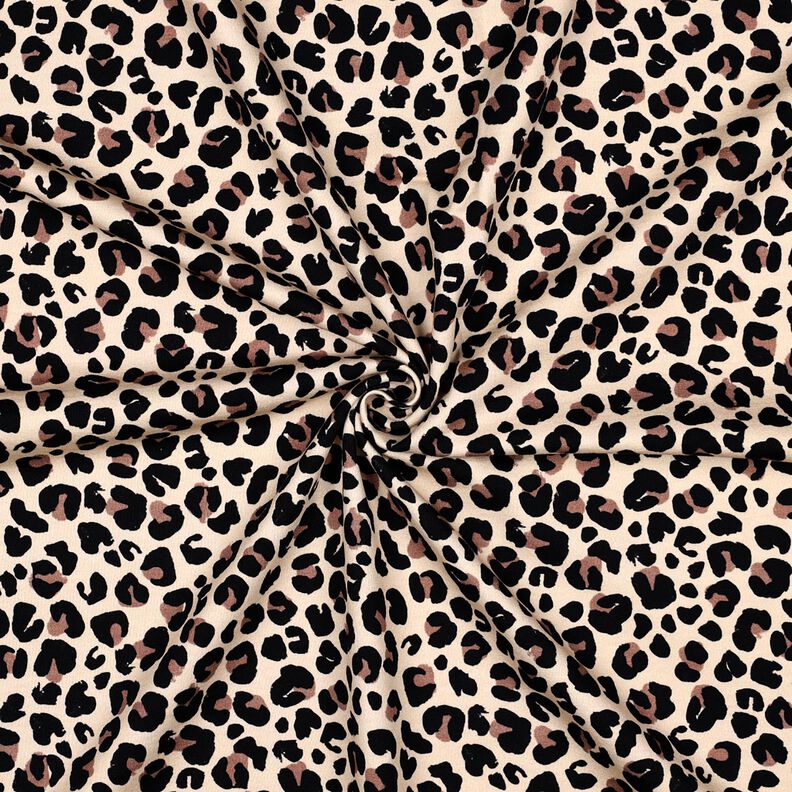 French Terry Sweat d’été petit imprimé léopard Impression numérique | Poppy Fabrics – beige, image number 3