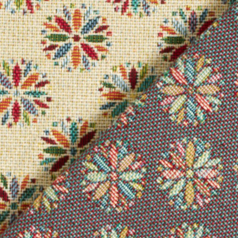 Tissu de décoration Gobelin Mandalas de petites fleurs – beige clair/rouge,  image number 4