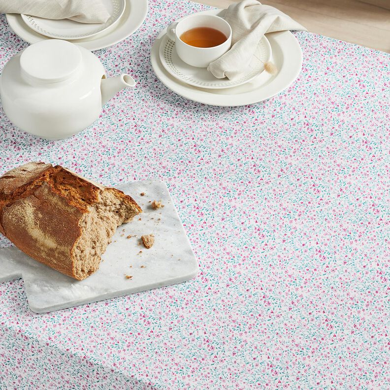Tissu en coton Popeline jolies petites fleurs – menthe poivrée/violet pastel,  image number 7