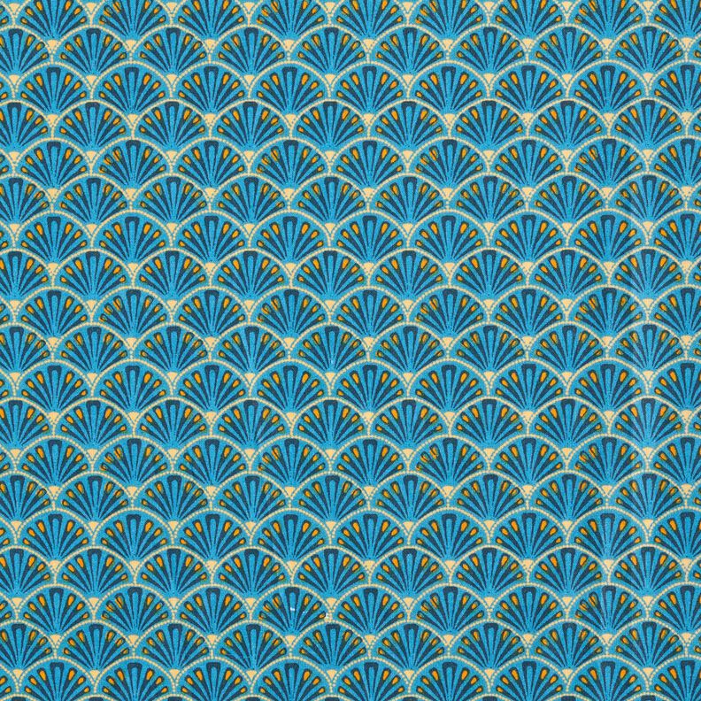 Coton enduit Éventails élégants – bleu,  image number 1