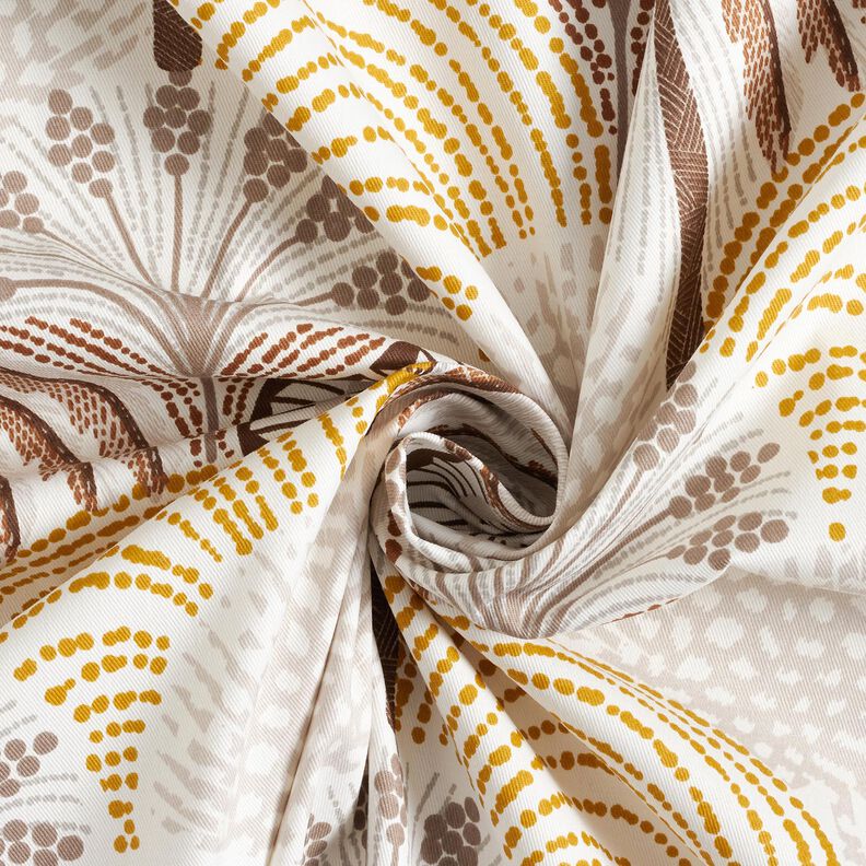 Tissu de décoration Sergé coton Feuilles de palmiers abstraites – jaune curry/ivoire,  image number 3
